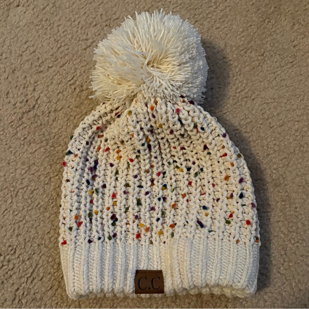 CC Soft Winter Warm Confetti Knit Chenille Pom Beanie Hat